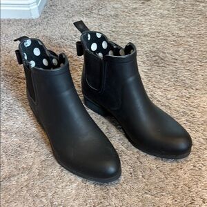 Kate Spade Black Ankle Rubber Rain Booties Sleek Design